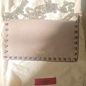 Valentino Taupe Studded Clutch with Chain